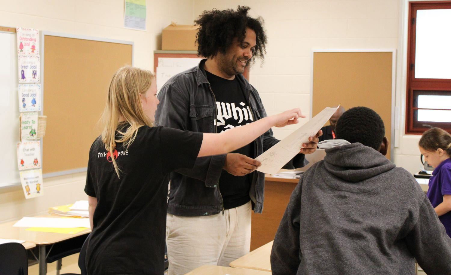 Bryan Moss with students